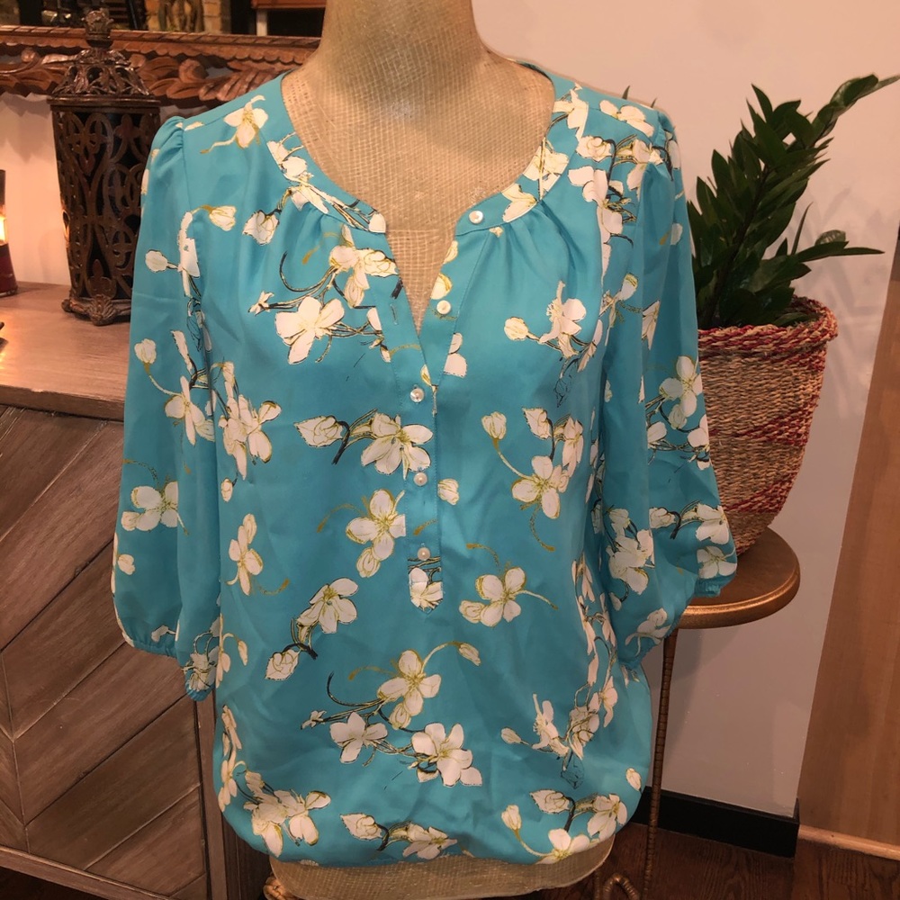 3 FOR 23: Floral Cinched Hem LOFT Blouse